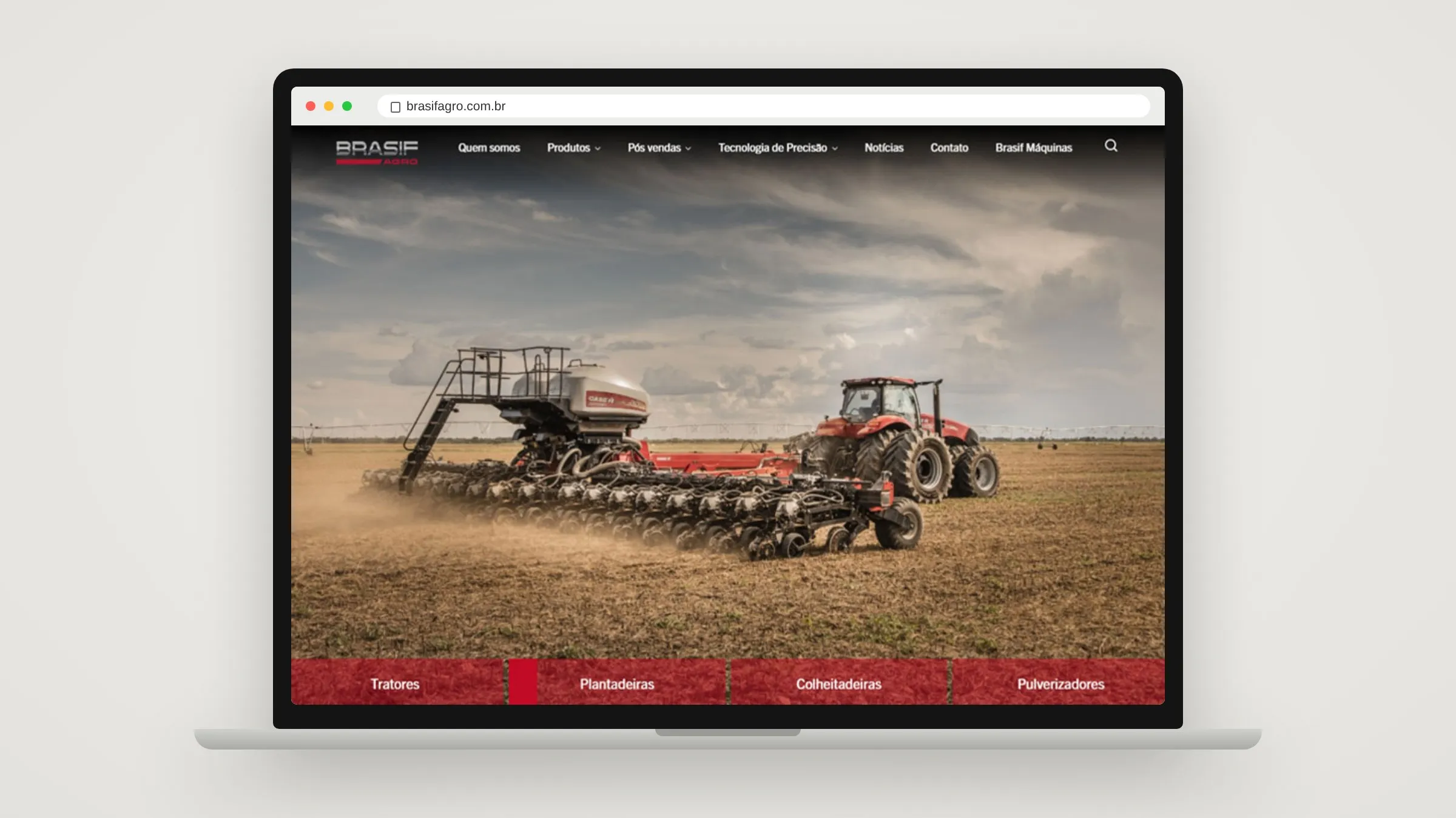 Site da Brasif Agro em um notebook