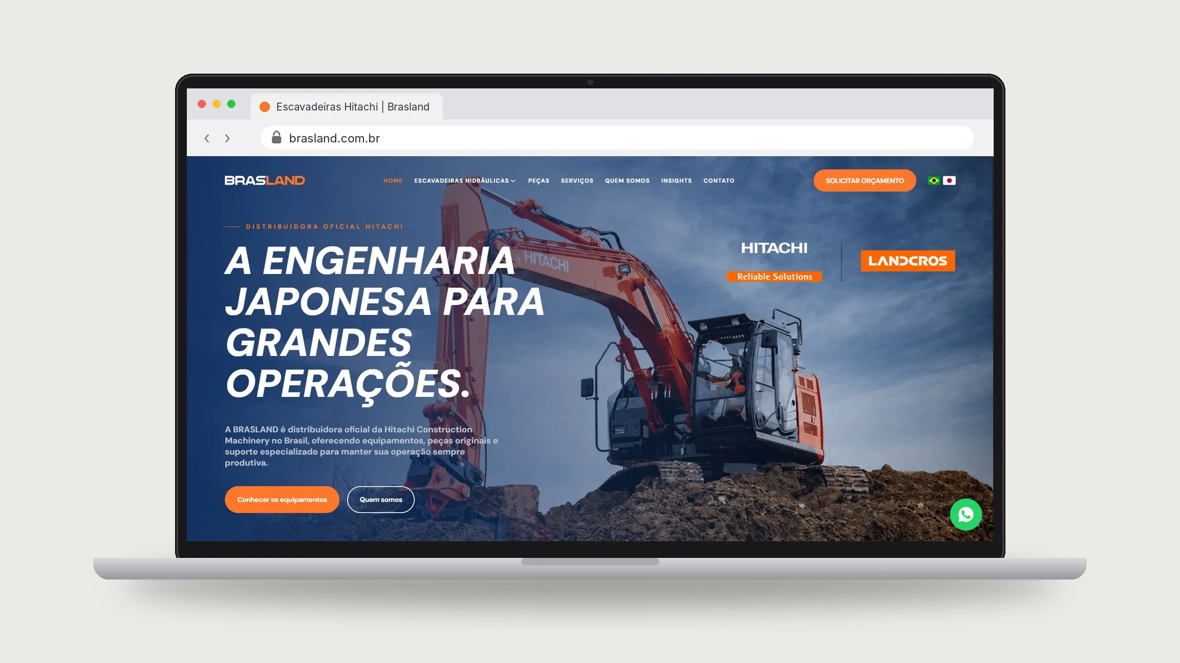 Site da Brasland em um notebook